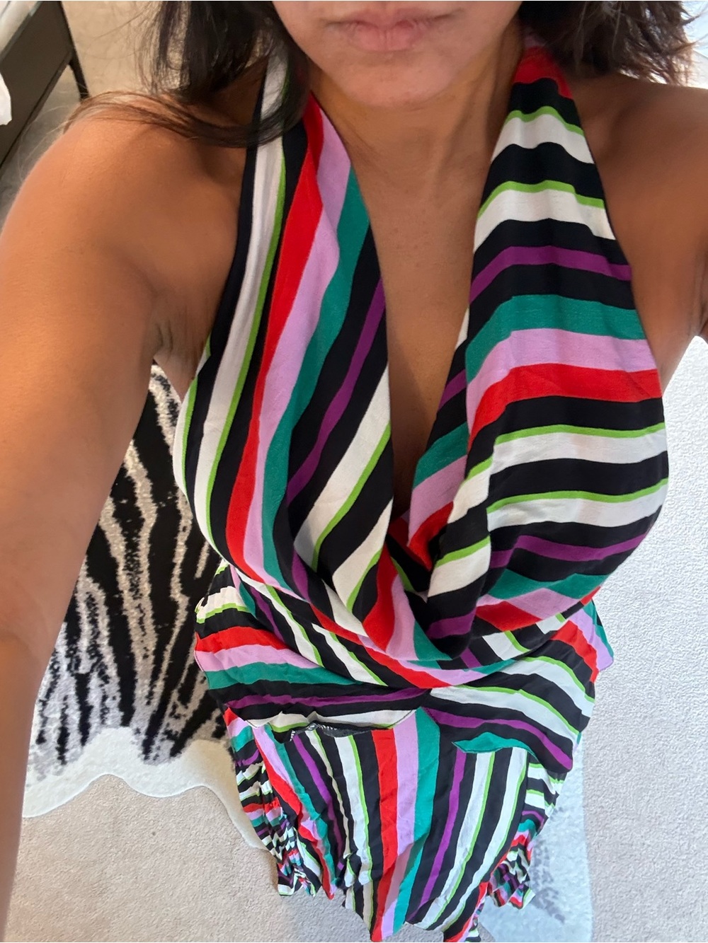 Striped Multicolor Halter Top - Vibrant Rainbow Stripes